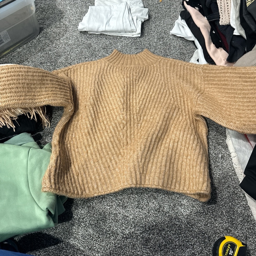 SO Women's Camel Cowl Neck Sweater
